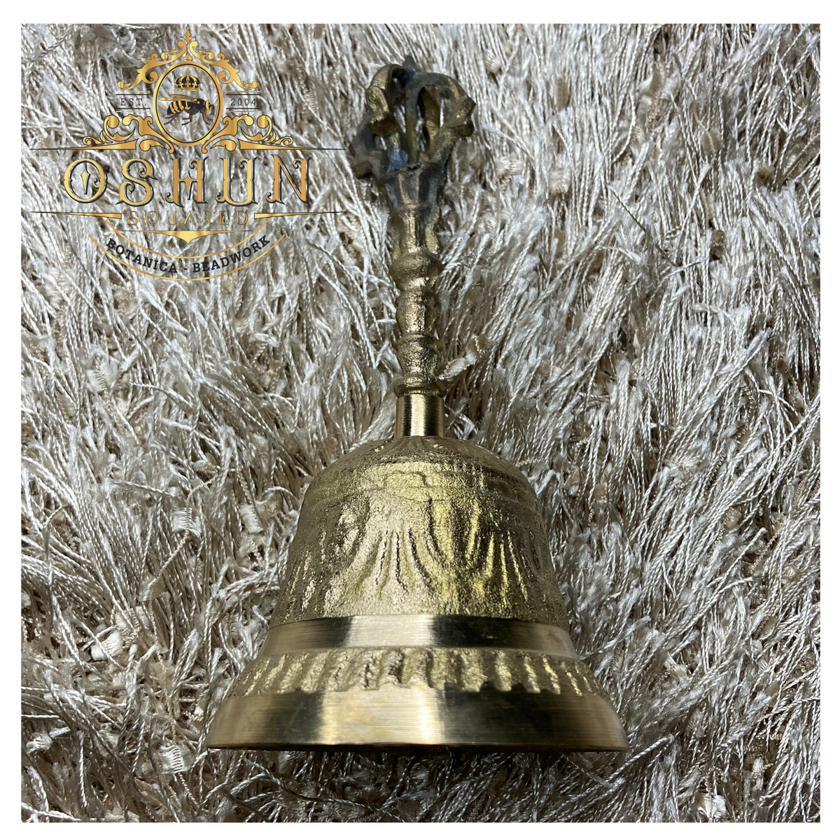 Brass Bell with Design  Campana de Bronze con Deseño – Oshun Squared